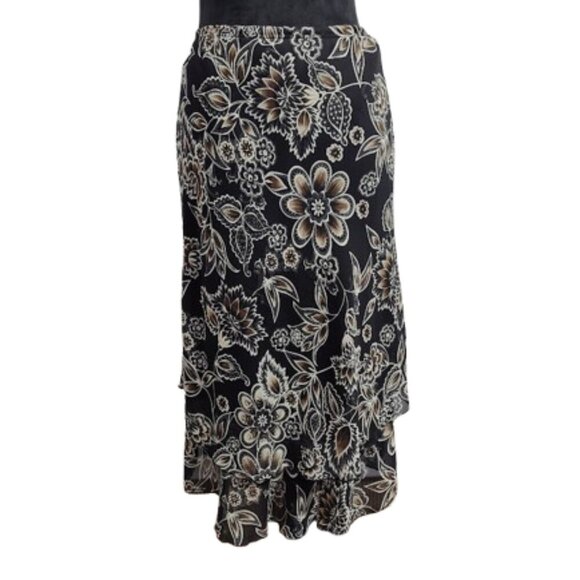 Vintage Destiny Gold Long Ruffle Skirt Women's Size Small Black Paisley - Picture 1 of 10